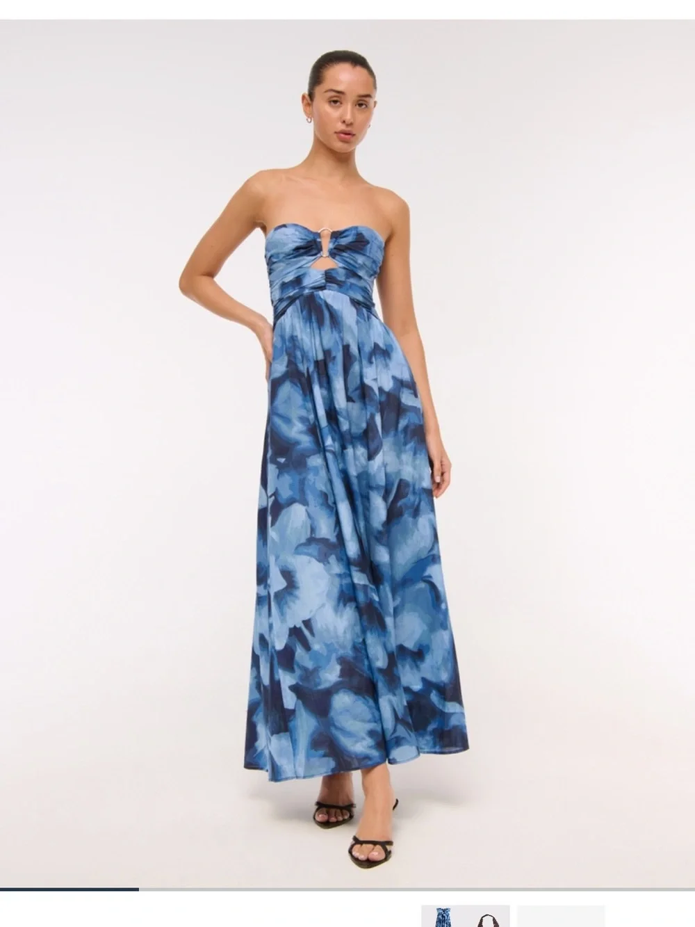 Blue Tie-Front Spaghetti Strap Sundress